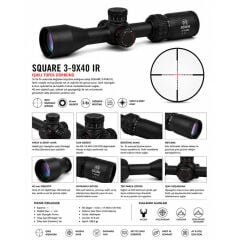 SQUARE 3-9X40 IR ISIKLI TUFEK DURBUNU