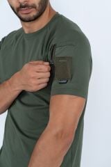 T-SHIRT TACTICAL K.KOL PİKE - 801 - HAKİ