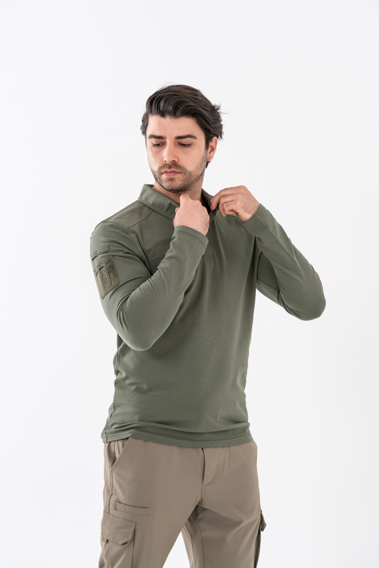 T-SHIRT TACTICAL U.KOL PİKE - 823 - HAKİ