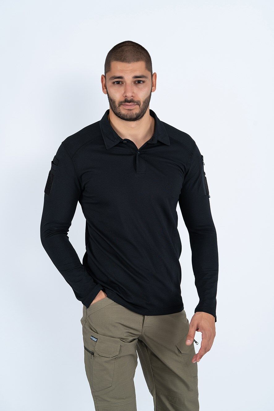 T-SHIRT TACTICAL U.KOL PİKE - 823 - SİYAH