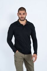 T-SHIRT TACTICAL U.KOL PİKE - 823 - SİYAH