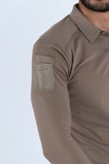 T-SHIRT TACTICAL U.KOL PİKE - 823 - BEJ