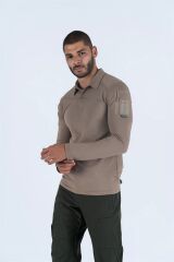 T-SHIRT TACTICAL U.KOL PİKE - 823 - BEJ