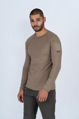 T-SHIRT TACTICAL U.KOL PİKE - 822 - BEJ