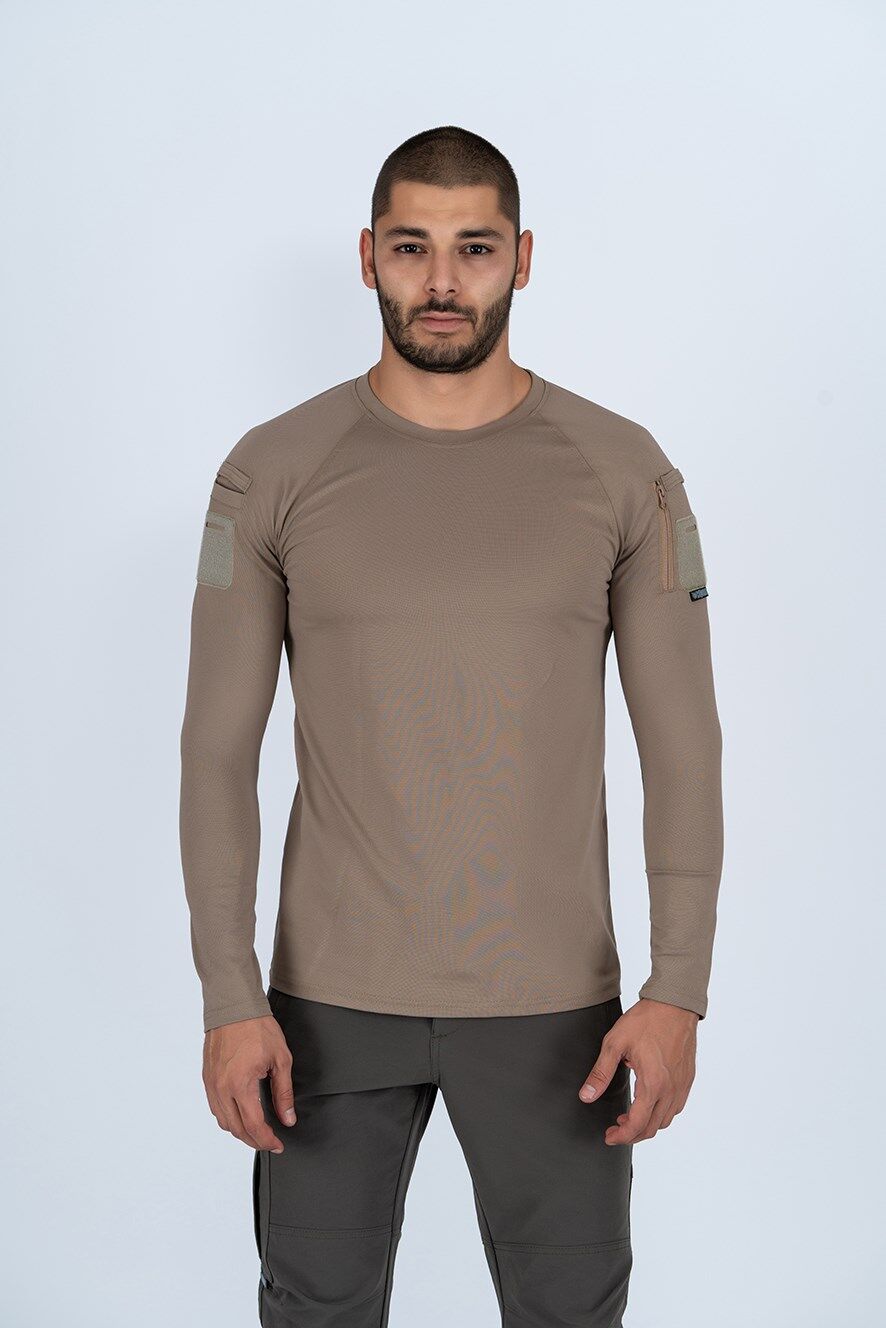 T-SHIRT TACTICAL U.KOL PİKE - 822 - BEJ
