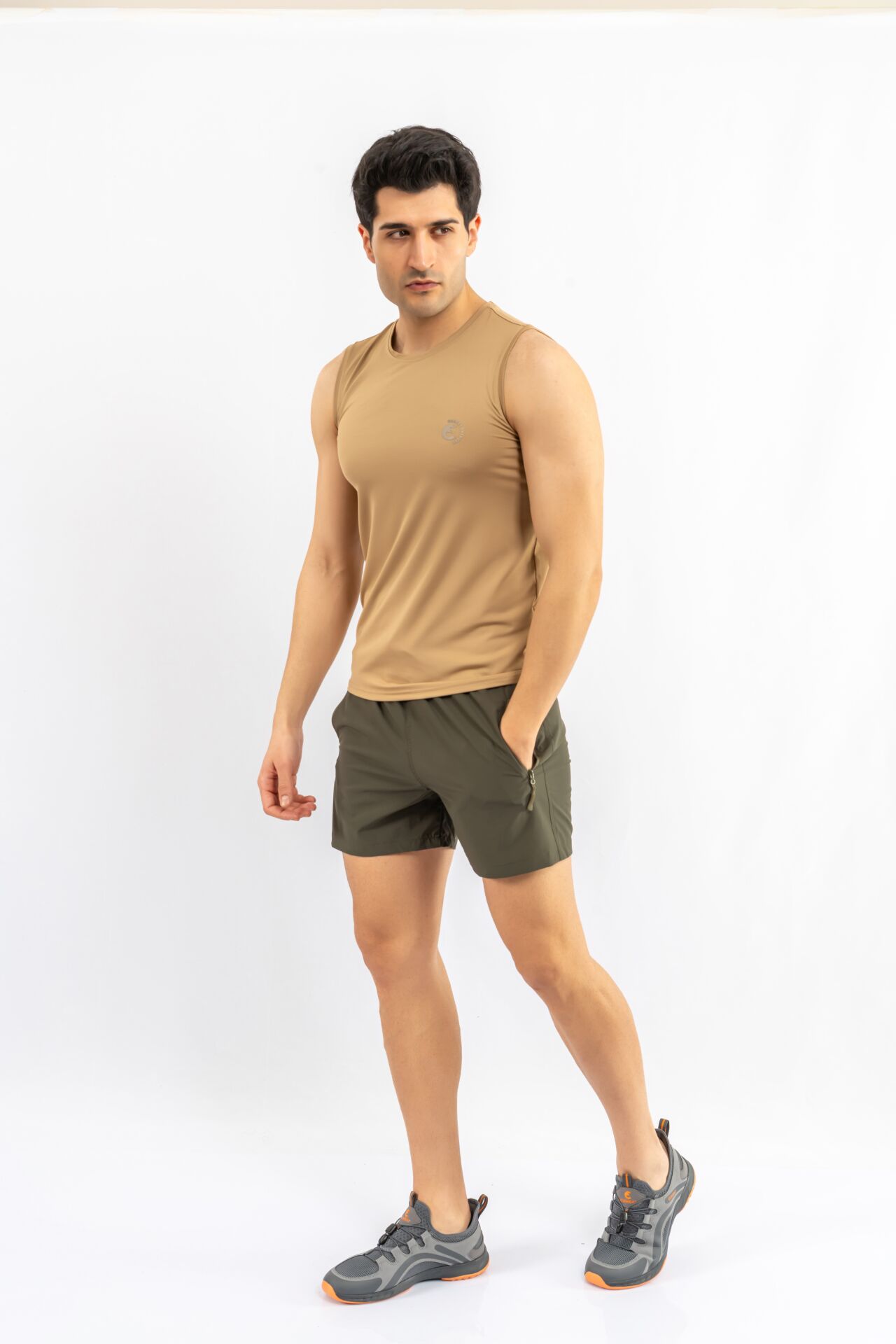 T-SHIRT ANTRENMAN KOLSUZ - 813 - BEJ