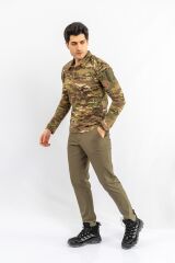 T-SHIRT TACTICAL U.KOL PİKE KAMUFLAJ  - 823 - MULTİCAM