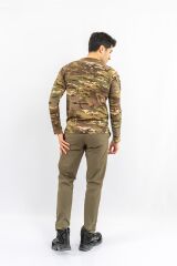 T-SHIRT TACTICAL U.KOL PİKE KAMUFLAJ  - 822 - MULTİCAM