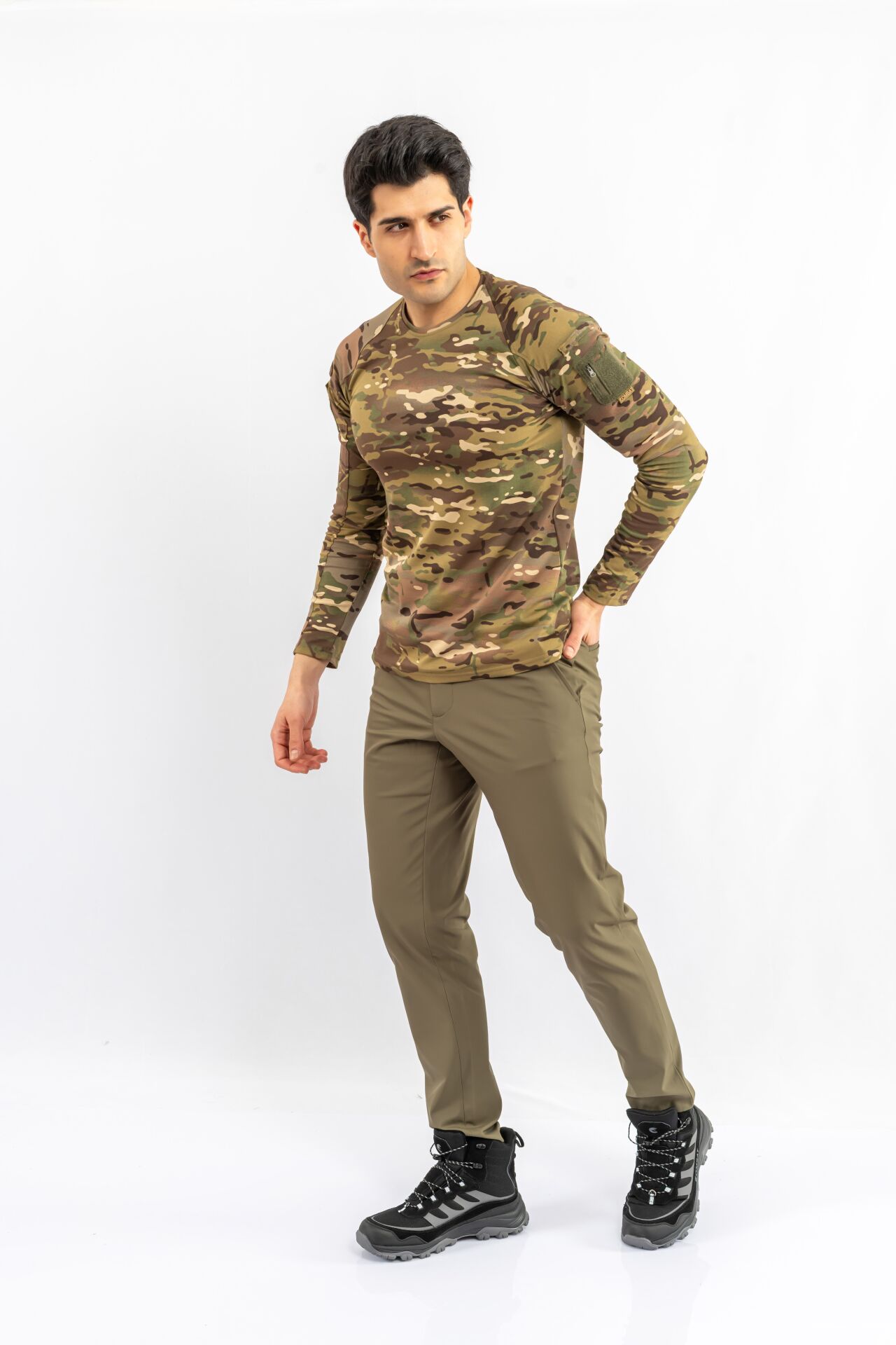 T-SHIRT TACTICAL U.KOL PİKE KAMUFLAJ  - 822 - MULTİCAM