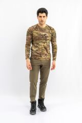 T-SHIRT TACTICAL U.KOL PİKE KAMUFLAJ  - 822 - MULTİCAM
